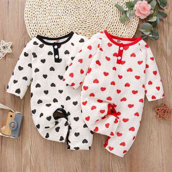 

newborn baby girls boys heart printed jumpsuit valentine's day outfits long sleeve romper bodysuit playsuit g220510, Blue