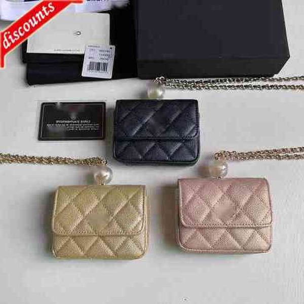 

letter luxury 81090 brand design plaid cc chain short wallet caviar leather women's le boy pocket real leather zipper card pack coin pu, Red;black