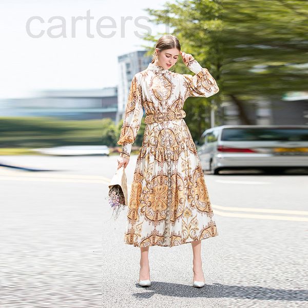 

casual dresses designer factory sales spring and autumn new yellow printed lantern sleeves temperament seaside holiday dress net red women&#, Black;gray