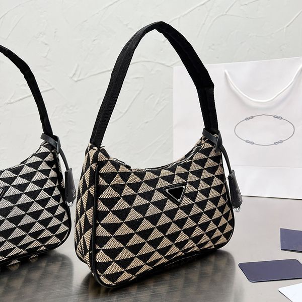 

designer hobo embroidered canvas shoulder bag italy milano women triangular embroidery shopping handbags lady half moon underarm handbag