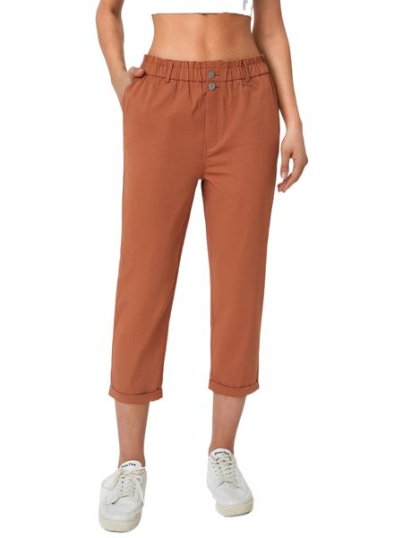 

slant pocket roll hem pants y9sw#, Black;white