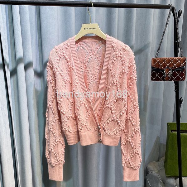 

women's knits & tees hollowed out knitted cardigan jacket 21 autumn solid color crochet knit diamond lattice deep v-neck girls' st, White