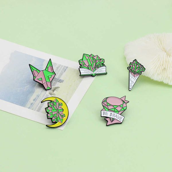 

colorful and radiant crystal stone shape dazzling alloy brooch combination good friend badge, Gray