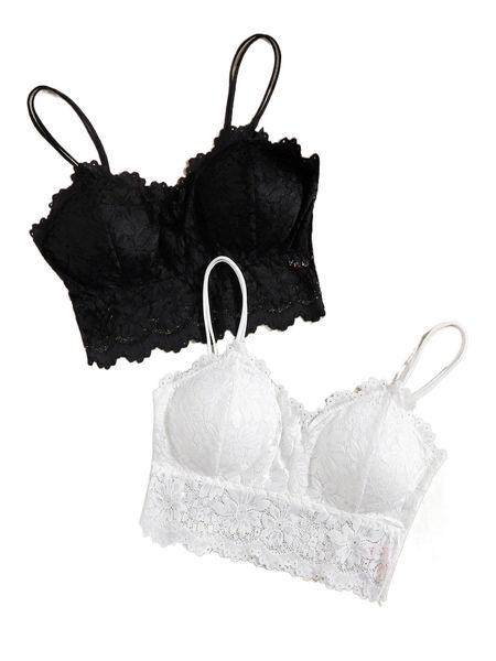 

2pack floral lace bra set a48s#, Black;red