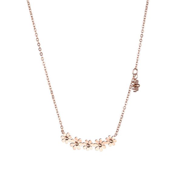 

pendant necklaces 316l stainless steel 2022 fashion upscale jewelry elegant daisy 7 flowers charms chain choker pendants for women, Silver