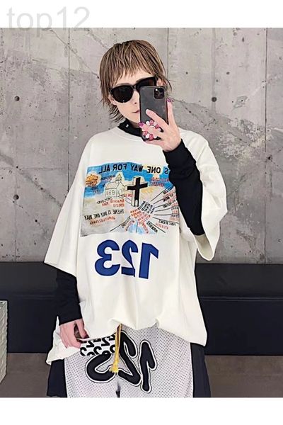 

men's t-shirts designer rrr123 co branded bear of god fog high street church cross washed old short sleeved t-shirt hs2h, White;black