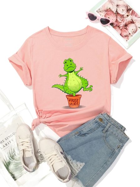 

x tobefonseca letter & dinosaur print tee 28tn#, White