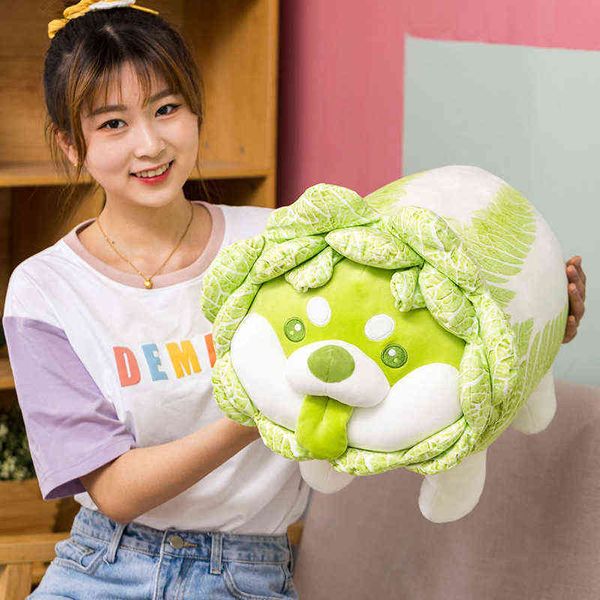 1 pz 4555 cm Kawaii nese cavolo Shiba Inu verdure cane giocattoli di peluche grande cuscino peluche animale arredamento della camera per bambini regali per bambini J220729
