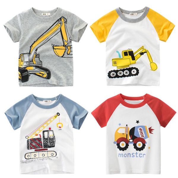 2-10Y Cartoon Print Baby Boys T Shirt per l'estate Infant Girl Escavatore T-shirt Maniche corte Abbigliamento per bambini Bambino in cotone Top 1164 E3