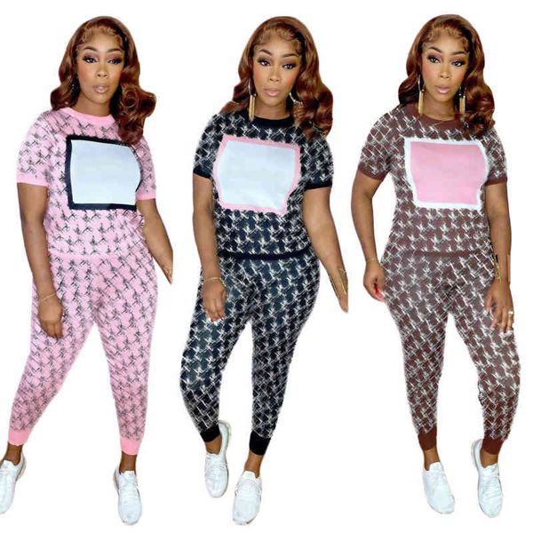 

j2550 women designers tracksuits summer short sleeve luxury suit fashion printed casual brand two piece set, White