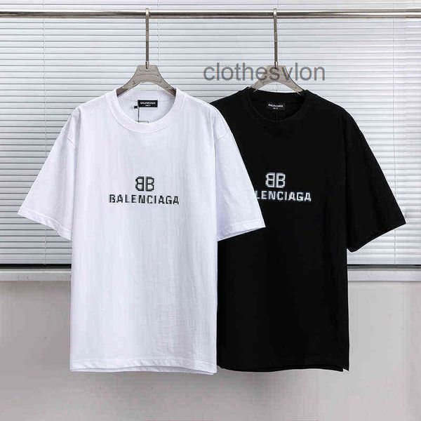 

european and american 2022 designer t shirts shirt balencaigass spring summer trend paris mosaic loose versatile short sleeve t-sh, White;black