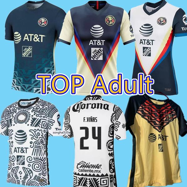

player version liga mx 21 22 club america home away soccer jerseys 2021 2022 g.oshoa henry f.vinas camisas de futebol training long sleeve, Black;yellow