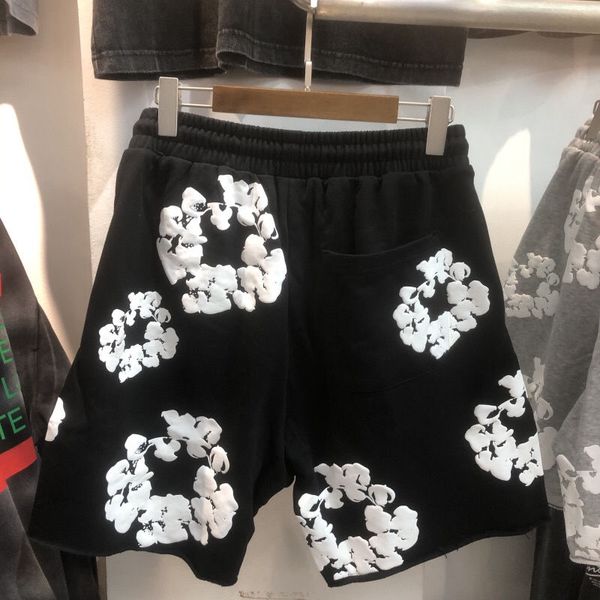 Sommer-Lounge-Hose aus Baumwolle für Herren und Damen, lockere Shorts mit Blumendruck