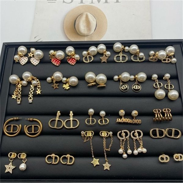 

2022 36% off designer jewelry d family earrings pearl simple used brass 925 silver needle small earrings, Golden