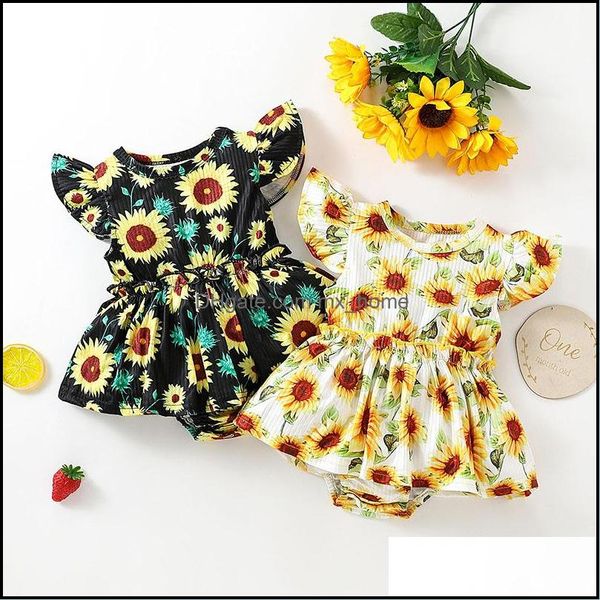 Rompers JumpsuitsRomppers Baby Kids Cloths Baby Maternity Girls Flower Flow Flyper Romper Infant Ruffle Sun Dhsdd