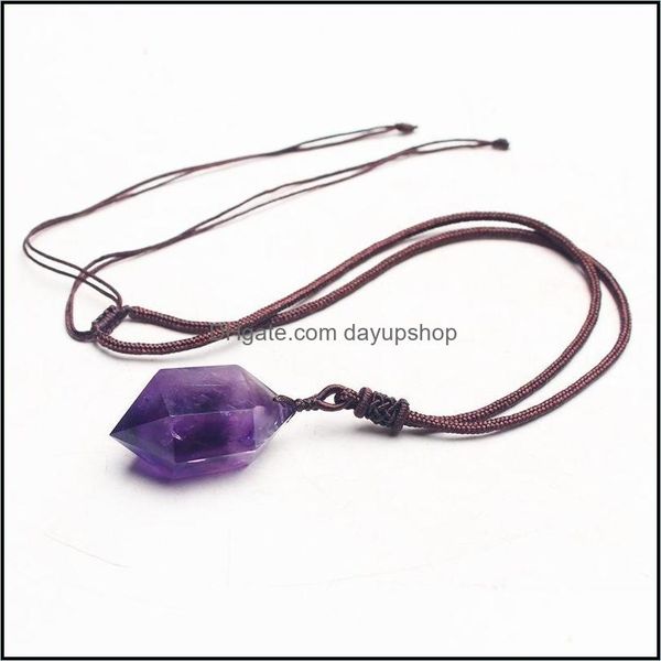 

chains necklaces pendants jewelry natual amethysts stone pendant necklace for women purple crystal amet pendum chakra energy swe dhzrr, Silver