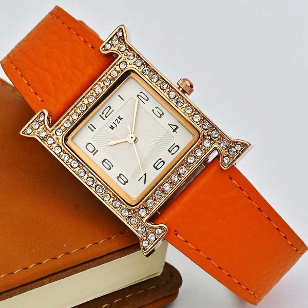 

tiktok, new lady, , ladies' fashion leather strap, round watch, Slivery;brown