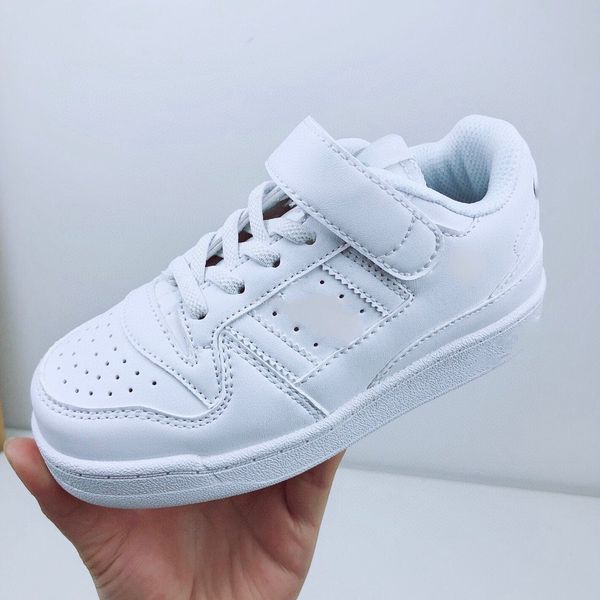 

kids forum low triple white toddler boys girls enfant children basket sneakers size us 8c-3y 22-35, Black