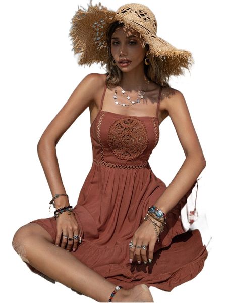 

rusttydustty lace insert asymmetrical ruffle hem slip dress u7js#, Black;gray