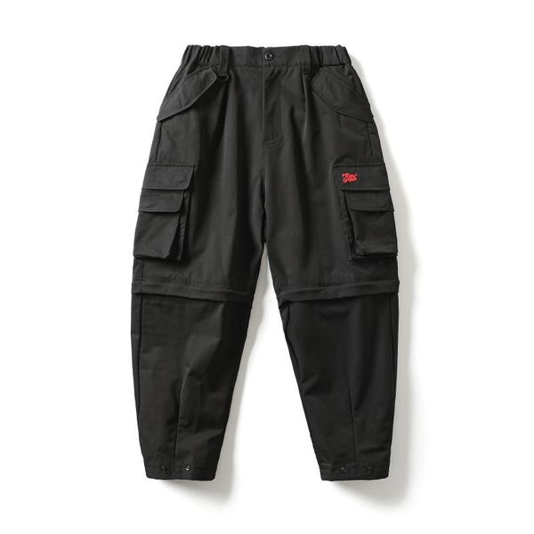 

men's pants men's wear-resistant loose straight multi-pocket overalls trousers summer thin tide brand cotton casual, Black