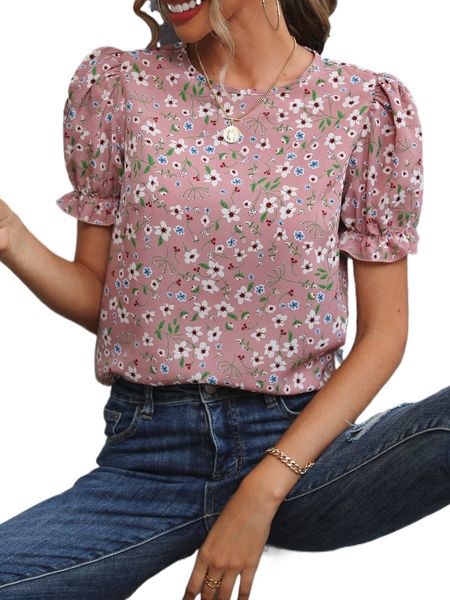 

ditsy floral puff sleeve blouse 18yj#, White