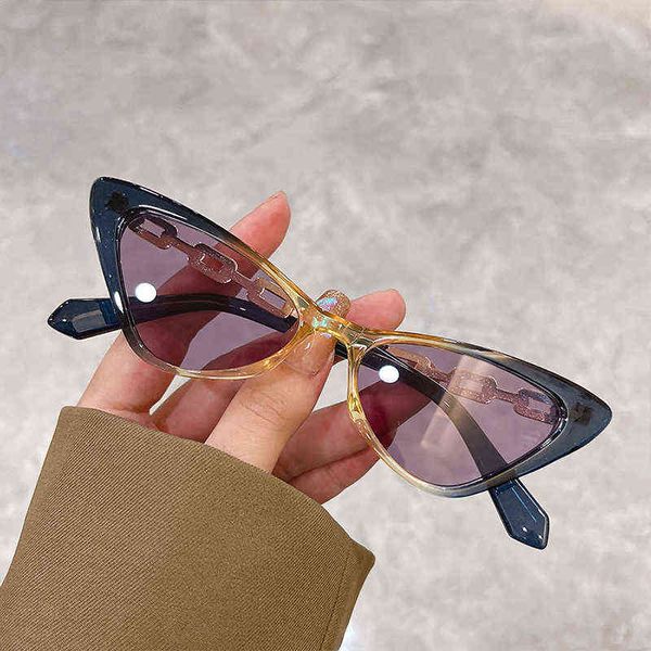 

new multicolor small cat eye sunglasses trendy fashionable popular female eyewear luxury brand designer uv400 shades for women y220410, White;black