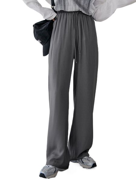 

dazy high waist drawstring wide leg pants p6cn#, Black;white