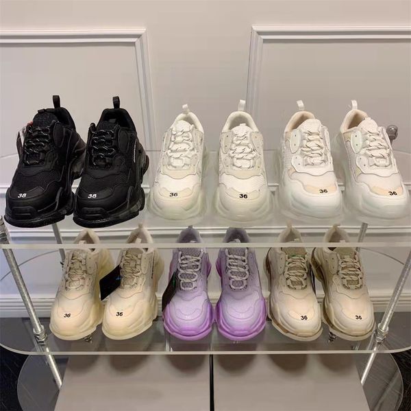 

designer casual shoes triple s clear sole newst luxury sneakers cristal bottom men women shoes vintage old dad sneaker fashion trainers, Black