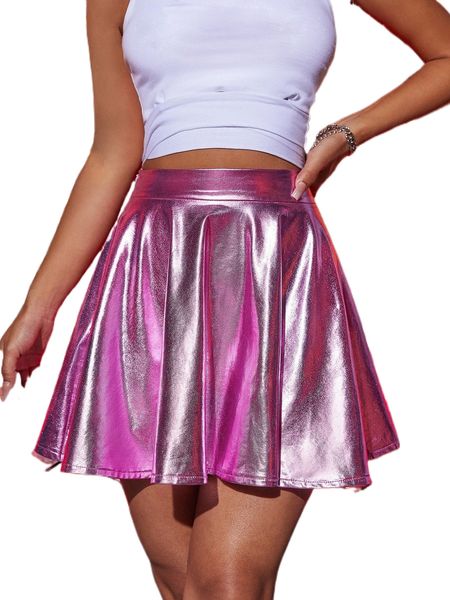

high waist pu skirt s9hm#, Black