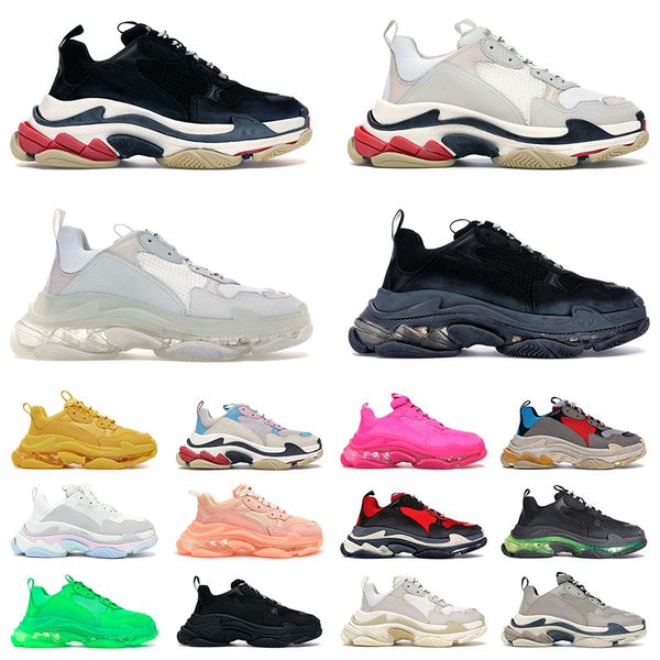 

mens womens trainers triple s casual designer shoes clear sole platform black neon green navy red white fashion luxury sports sneakers