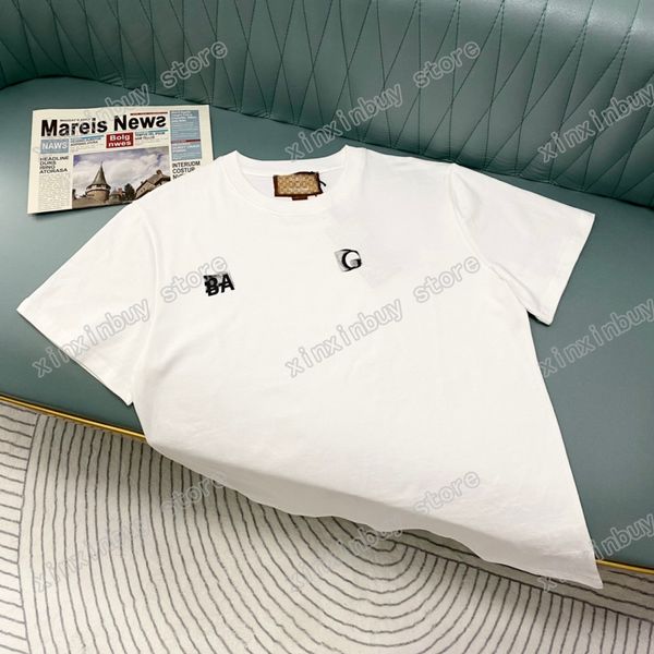 22SS Männer Frauen Designer T-Shirts T-Shirt Doppelbild Briefdruck Kurzarm Rundhalsausschnitt Streetwear Schwarz Weiß Xinxinbuy XS-L