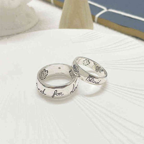 

factory outlet silver flower bird couple wide and narrow version letter ring bling for love