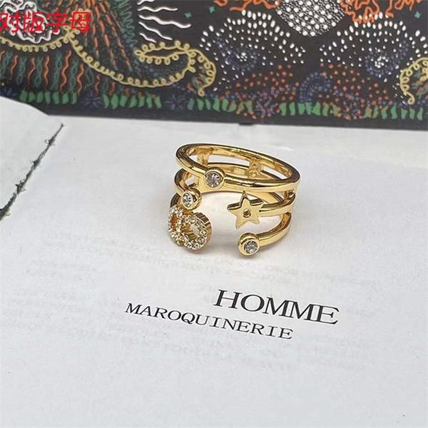 

fine jewelry 70% off high version letter star three circle hollow female light luxury fashion ring, Silver