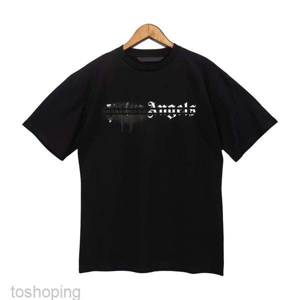 

designer of luxury t-shirt brand palms angels angel t shirt pa clothing spray letter short sleeve spring summer tide men and women tee 8b, White;black