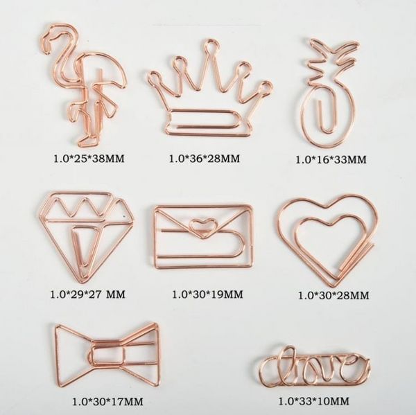 Rose Gold Crown Flamingo Büroklammern Kreative Metall Büroklammern Lesezeichen Memo Planer Clips Schule Büro Schreibwaren B0706