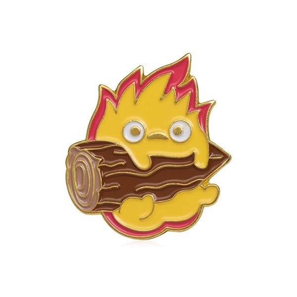 

calcifer log hard enamel pin studio ghibli pin fire brooch, Blue