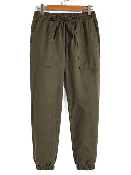 

men slant pocket tie front pants l7q8#, Black