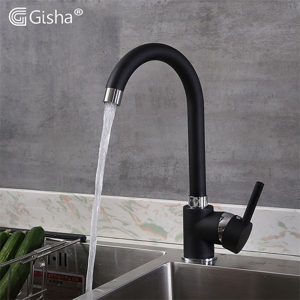 Gisha Rubinetto da cucina a 4 colori Rubinetto per acqua calda e fredda domestica Maniglia monoforo in ottone Miscelatore acqua girevole Rubinetto per lavello da cucina G2038 T200424