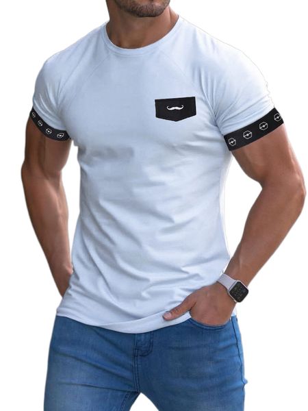 

men contrast trimmed raglan sleeve tee k1u5#, White;black
