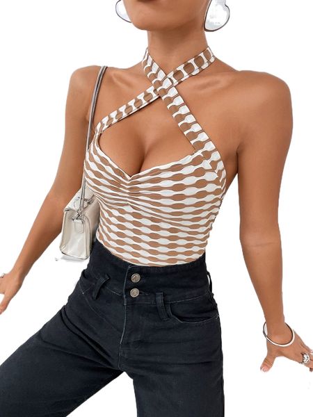 

crisscross tie backless ruched halter b4i0#, White