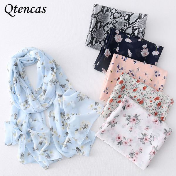 

premium floral printed chiffon hijab scarf women muslim headscarf shawls and wraps islamic scarves turban headband foulard femme, Red