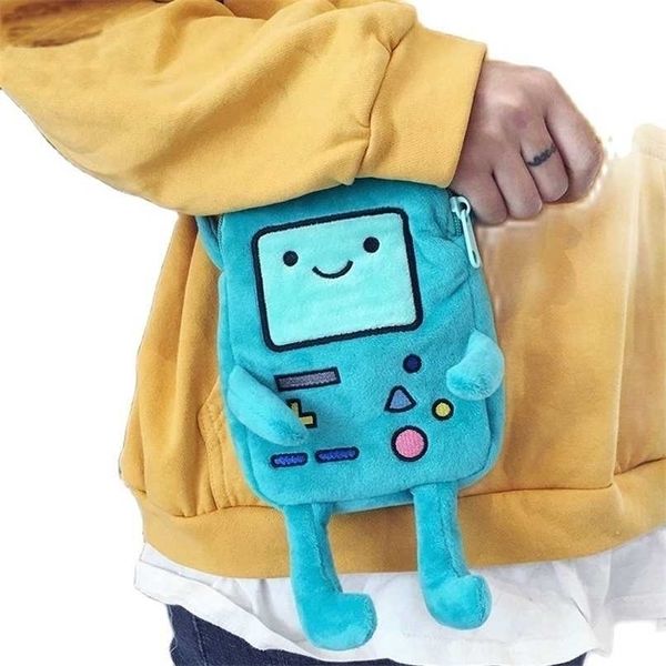 Ins Finn Jake Figura Crossbody Bag Swag Rap Pelúcia Moeda Moeda Phone Bag Anime Vanture Robert BMO Brinquedos para Crianças 220209