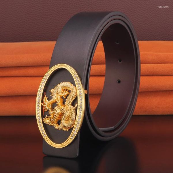 Cinture Cintura cinese con fibbia in rame larga 3,8 cm Designer da uomo in pelle di fascia alta Moda Pelle bovinaCintureCinture
