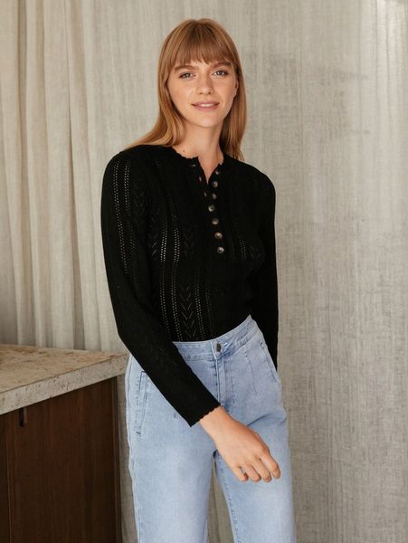 

motf premium wool mix openwork knit b9au#, White;black