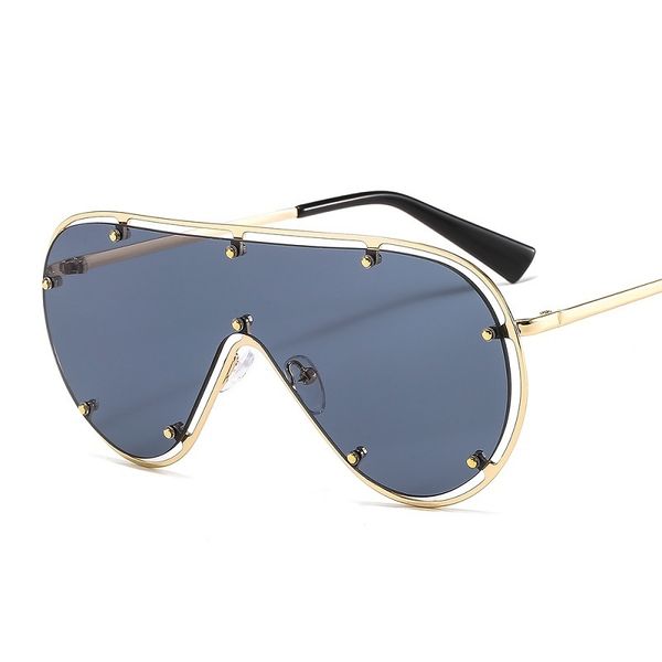 

fashion oversized oval sunglasses women brand designer vintage mirror big frame rivet sunglasses driving eyewear uv400, White;black