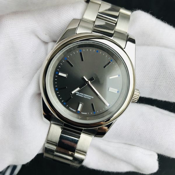 

luxury designer watch sapphire perpetual no date steel domed gray dial 114300 automatic mechanical mens men's watch watches, Slivery;brown