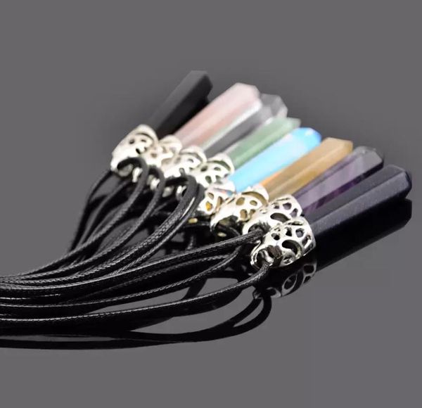 

pendant necklaces pendum hexagonal pointed reiki natural stones pink quartz pillar charms necklace for women men gift access yydhhome dhczr, Silver