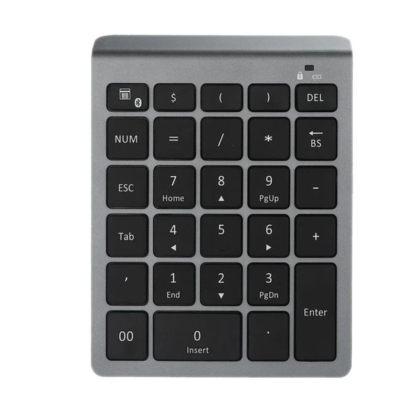 Teclado numérico sem fio bluetooth 28 teclas numpad teclado digital teclado numérico para caixa de contabilidade windows android tablet laptop