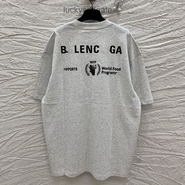 

designer bal t shirt and shirts high version 2022 summer new paris b wheat print os loose men's women's short sleeved t-shirt 5v5m, White;black