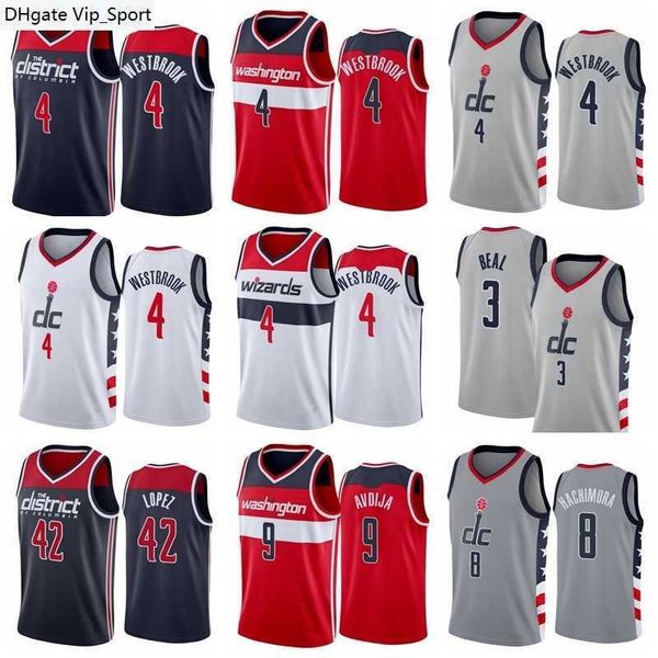 

print basketball russell westbrook jerseys 4 bradley beal 3 rui hachimura 8 robin lopez 42 cassius winston 5 deni avdija 9, Black;red